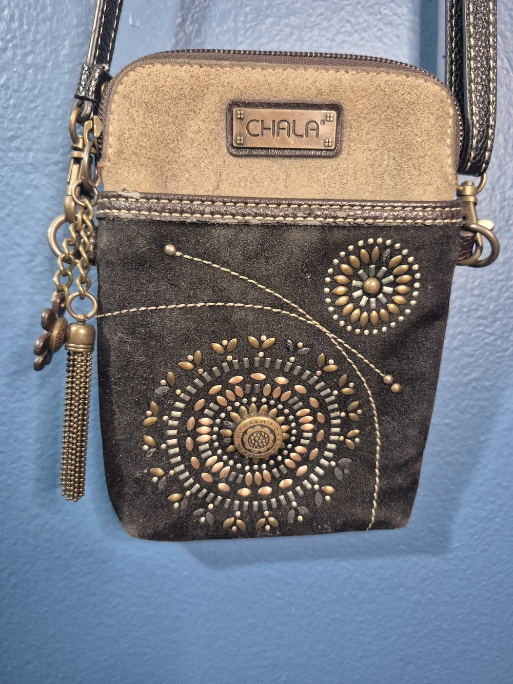 Chala Women's Small Suede Crossbody Bag in Brown